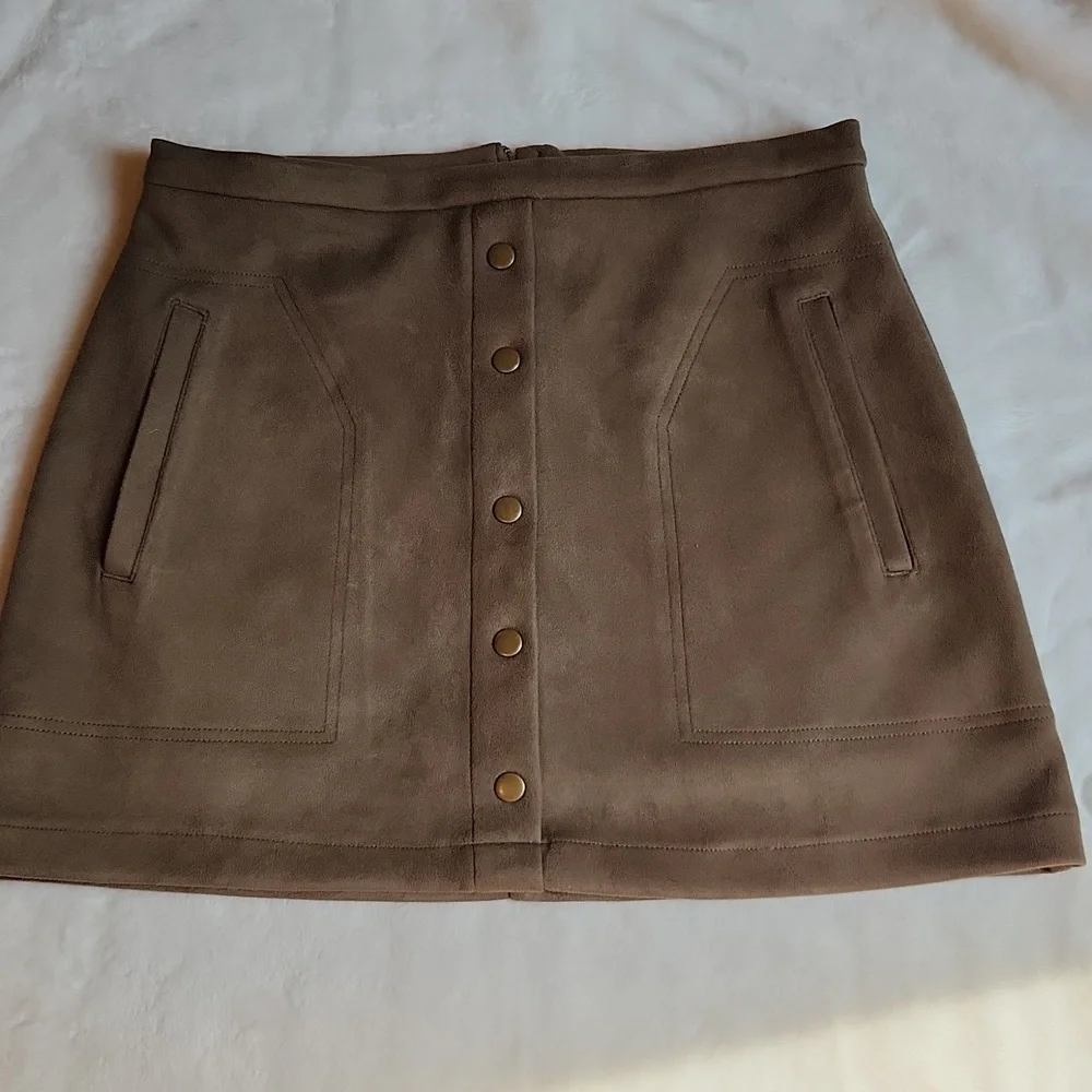 HFVE, Women's, Fall, Spring, Winter, Olive Green, Suede Like Skirt Mini Skirt